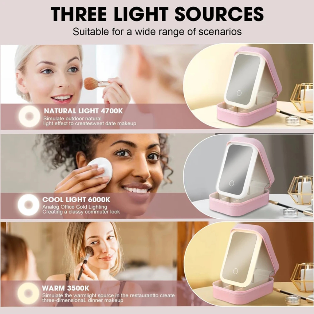 LED Mirror Make-Up Organizer